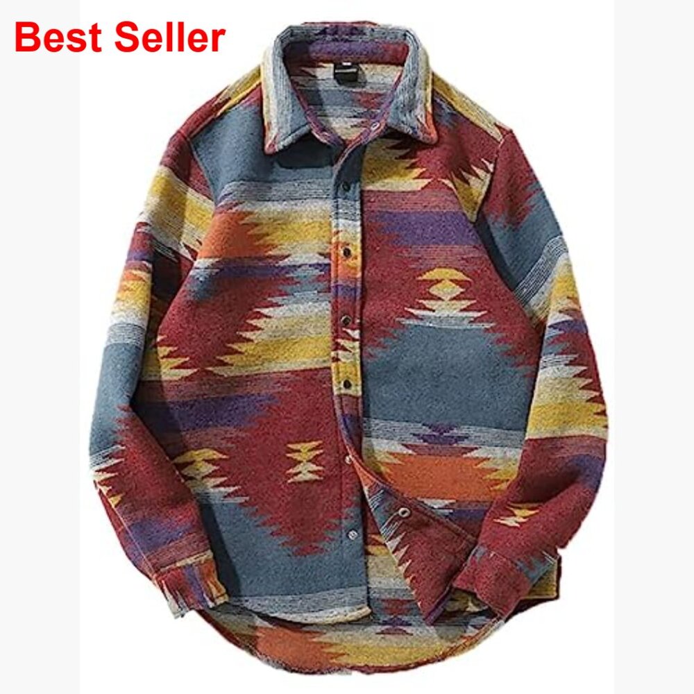 Brushed Flannel Button Down Shirt Jacket With Azt… - image 4